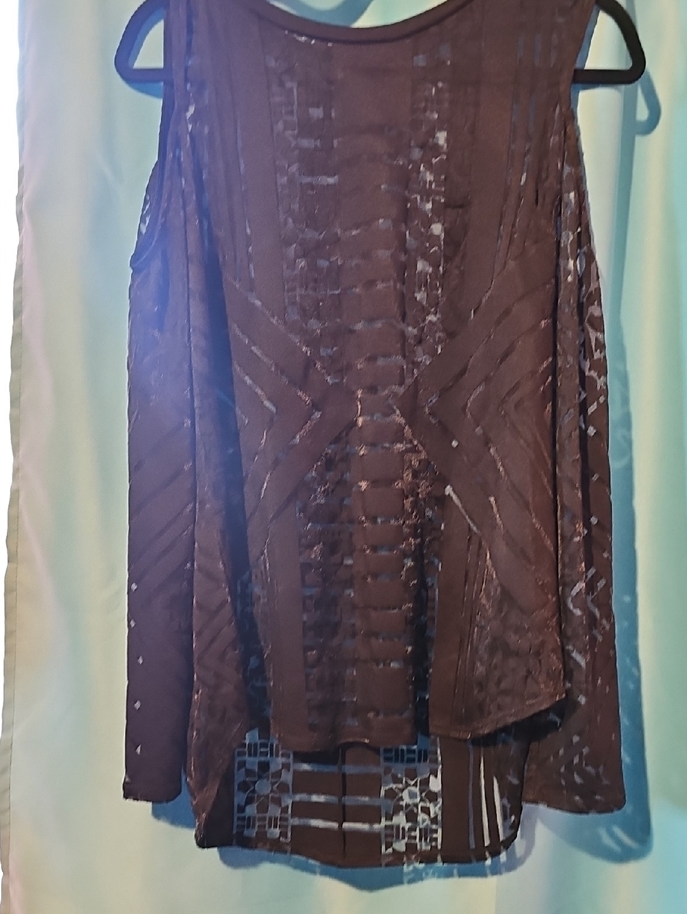 Nicole by Nicole Miller Black  Patterned Cut Out Shoulders Top